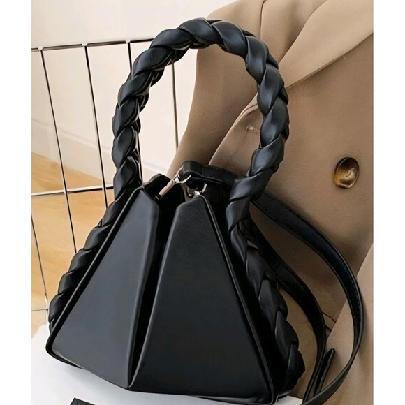 Blk Geometric Top Braided Handle Trendy Shoulder Crossbody
Triangle shaped Bag - Picture 2 of 3